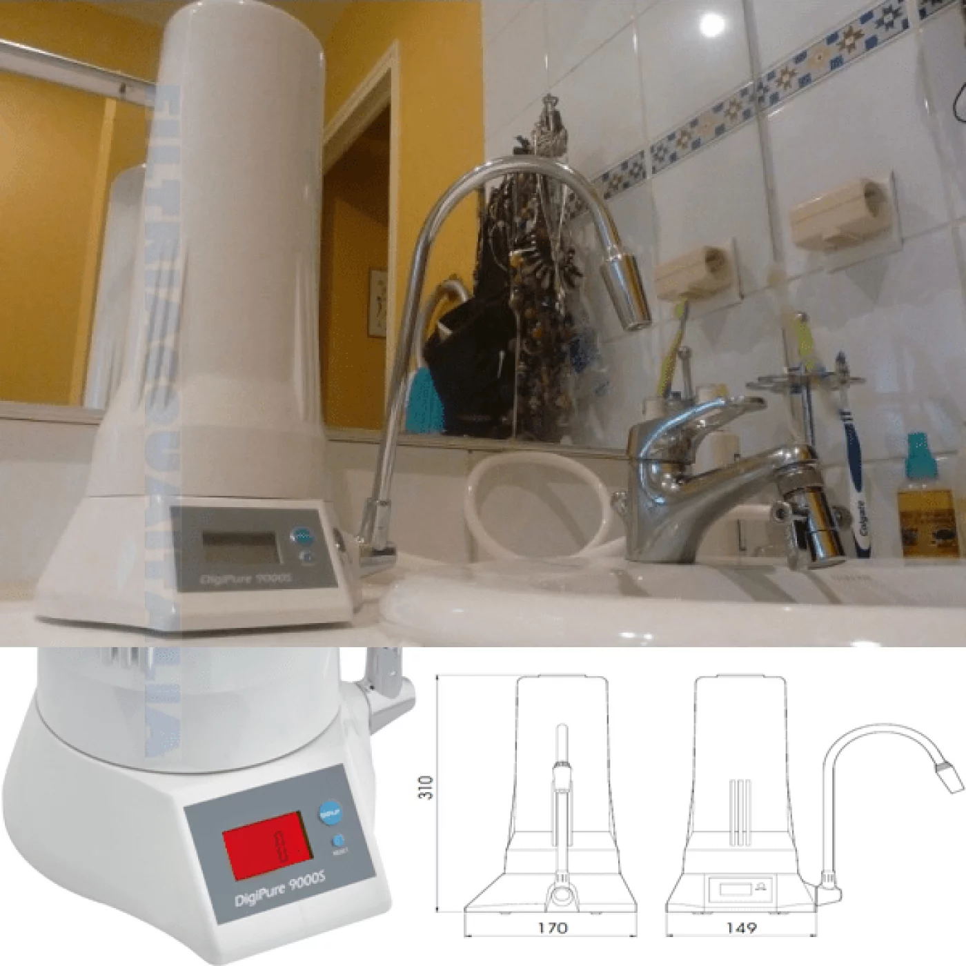 DigiPure 9000S Purificatore Acqua Sopralavello Cucina DigiPure 9000S Purificatore Acqua Sopralavello Cucina