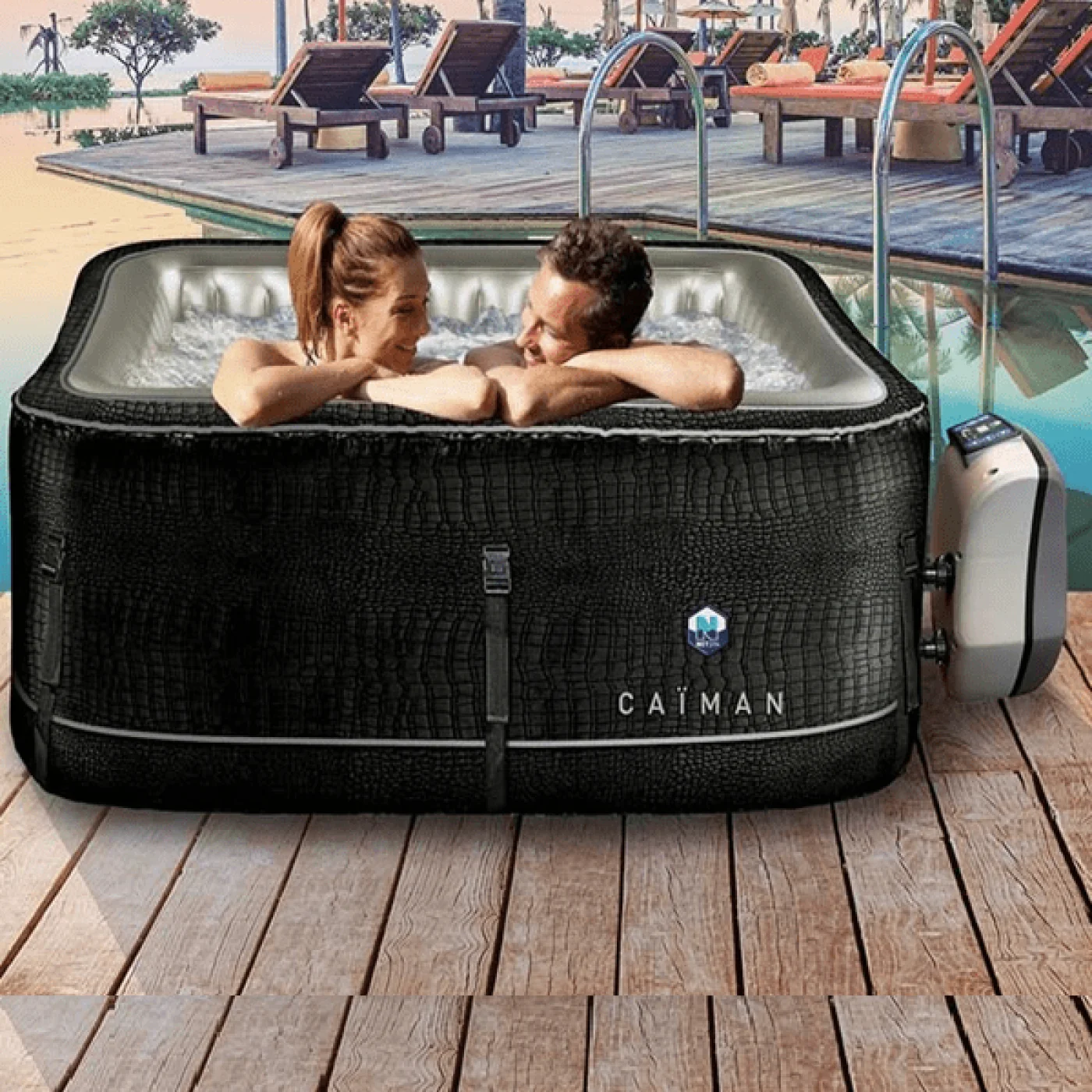 Piscina idromassaggio CAIMAN gonfiabile Quadrata 4 Posti da esterno NETSPA Piscina idromassaggio CAIMAN gonfiabile Quadrata 4 Posti da esterno NETSPA