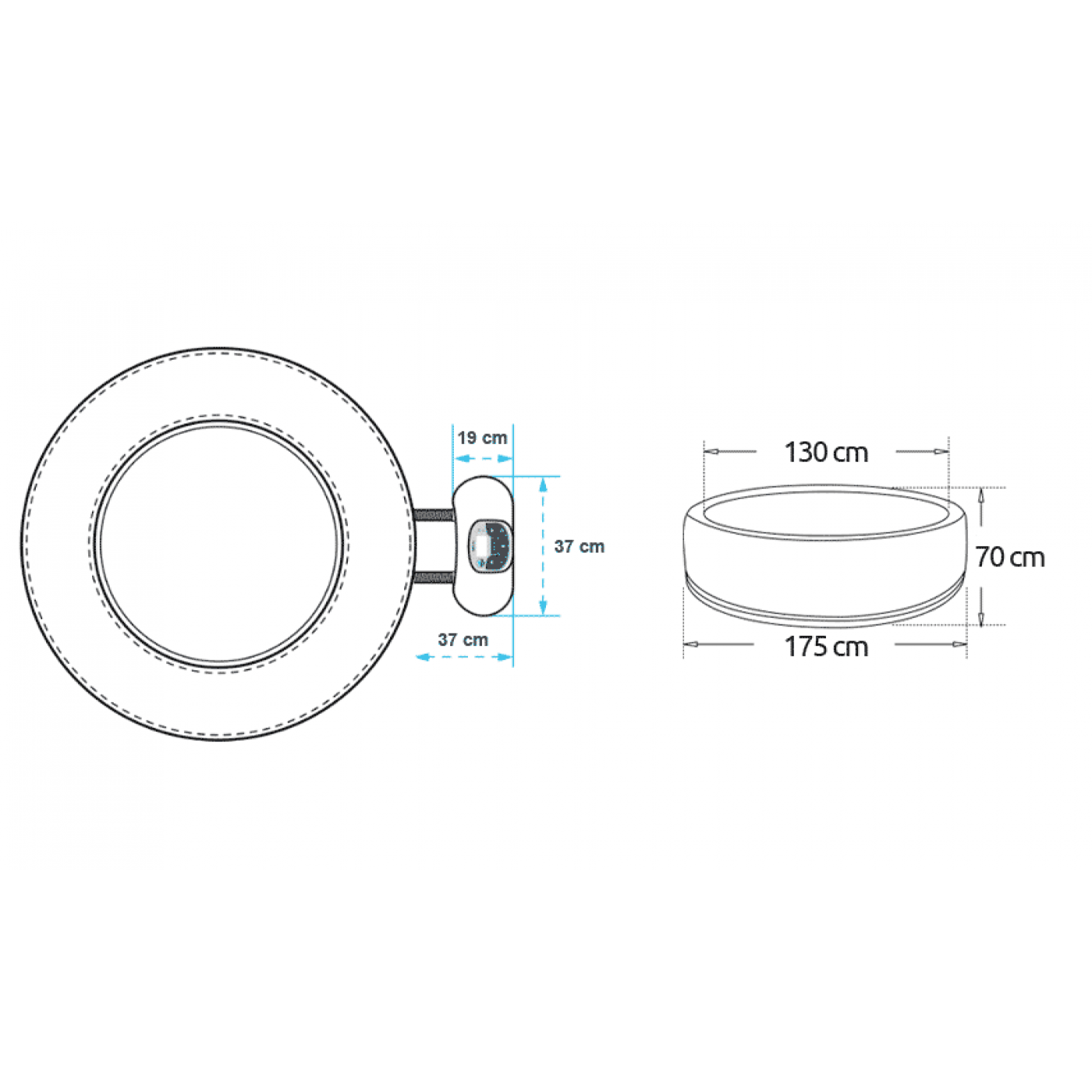 Piscina idromassaggio gonfiabile Rotonda Montana 4 Posti da esterno 175x175 Netspa