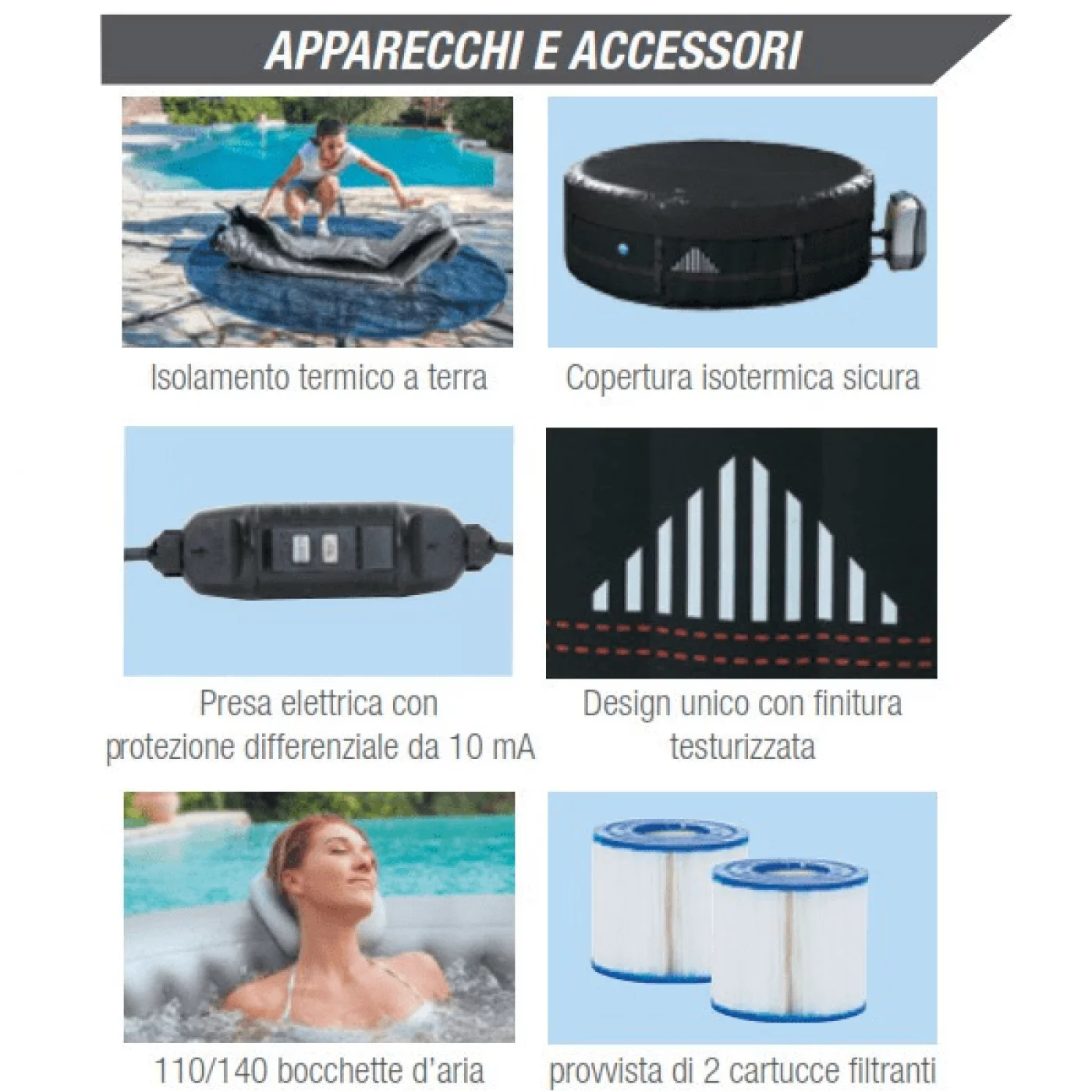 Piscina idromassaggio CAIMAN gonfiabile Quadrata 4 Posti da esterno NETSPA Piscina idromassaggio CAIMAN gonfiabile Quadrata 4 Posti da esterno NETSPA