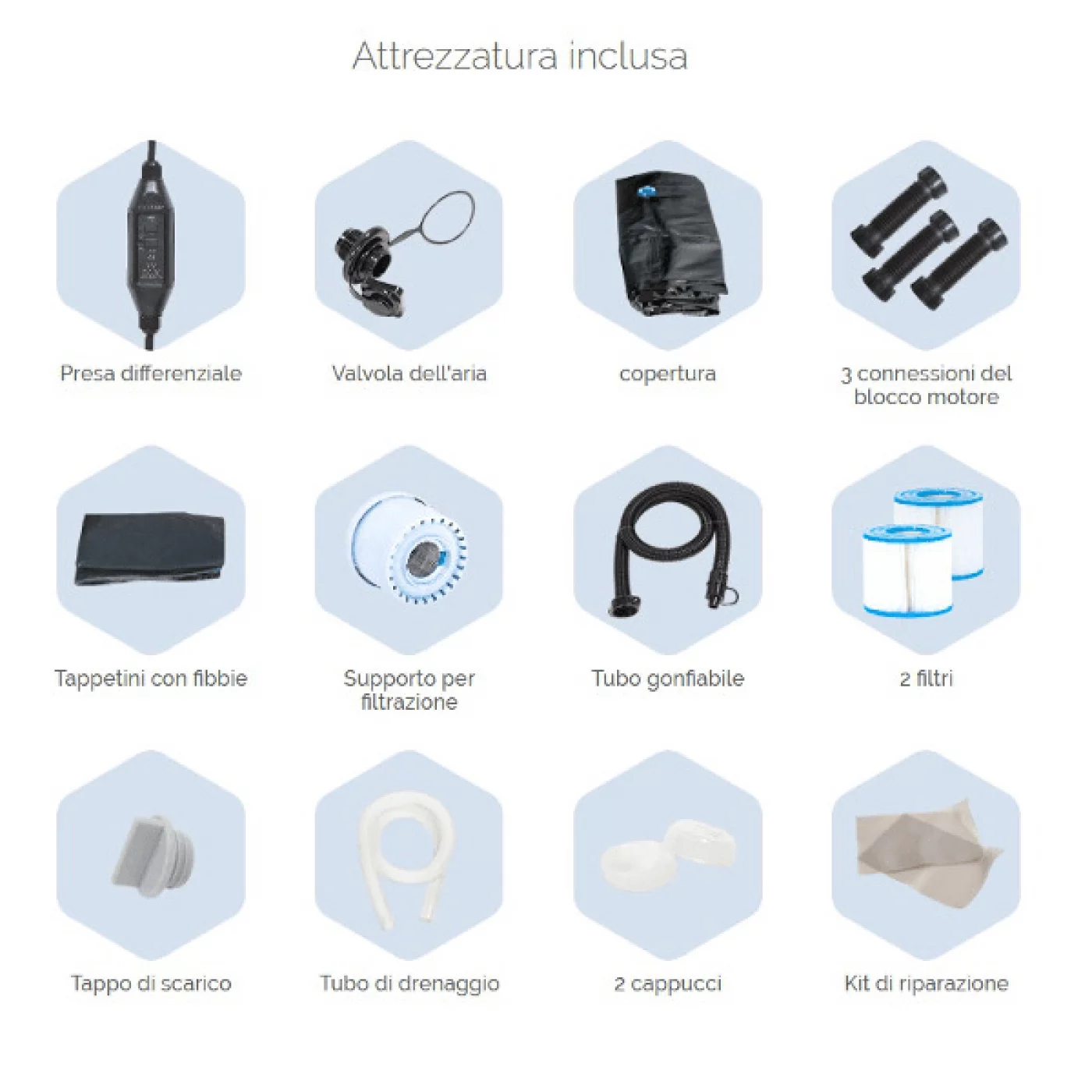 Piscina idromassaggio CAIMAN gonfiabile Quadrata 4 Posti da esterno NETSPA Piscina idromassaggio CAIMAN gonfiabile Quadrata 4 Posti da esterno NETSPA