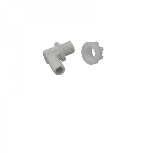 Raccordo portagomma 90° troppo pieno 3/8" Raccordo portagomma 90° troppo pieno 3/8"