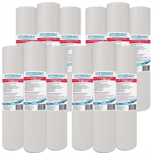 CARTUCCIA SEDIMENTI 10" micron 1 Polipropilene Set 12 Pezzi  