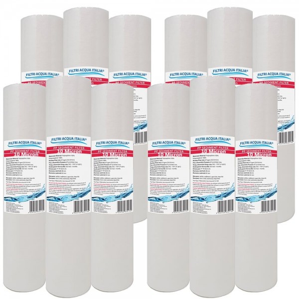 CARTUCCIA SEDIMENTI 10" micron 10 Polipropilene Set 12 Pezzi