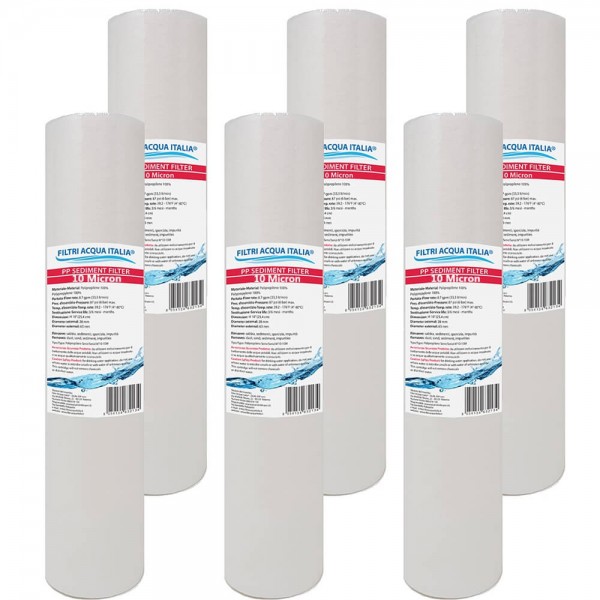 CARTUCCIA ACQUA SEDIMENTI 10" micron 10 Polipropilene Set 6 Pezzi