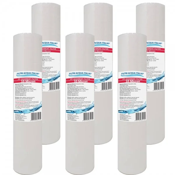 CARTUCCIA ACQUA SEDIMENTI 10" micron 10 Polipropilene Set 6 Pezzi