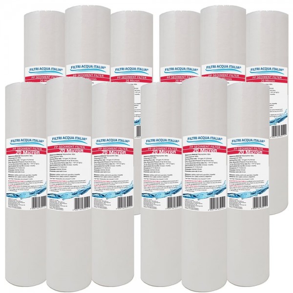 CARTUCCIA SEDIMENTI 10" micron 20 Polipropilene Set 12 Pezzi
