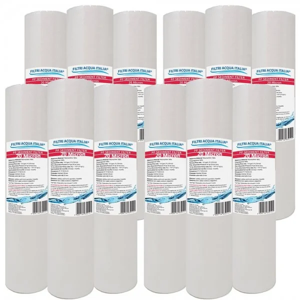CARTUCCIA SEDIMENTI 10" micron 20 Polipropilene Set 12 Pezzi