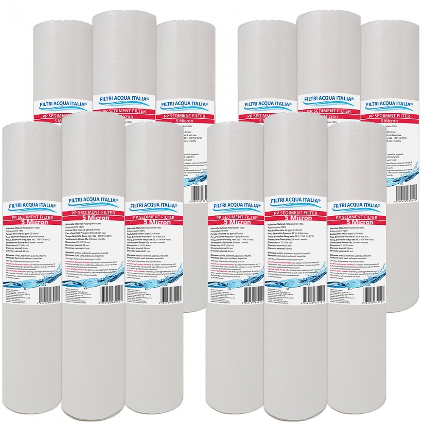 CARTUCCIA POLIPROPILENE 10" micron 5 Set 12 Pezzi CARTUCCIA POLIPROPILENE 10" micron 5 Set 12 Pezzi