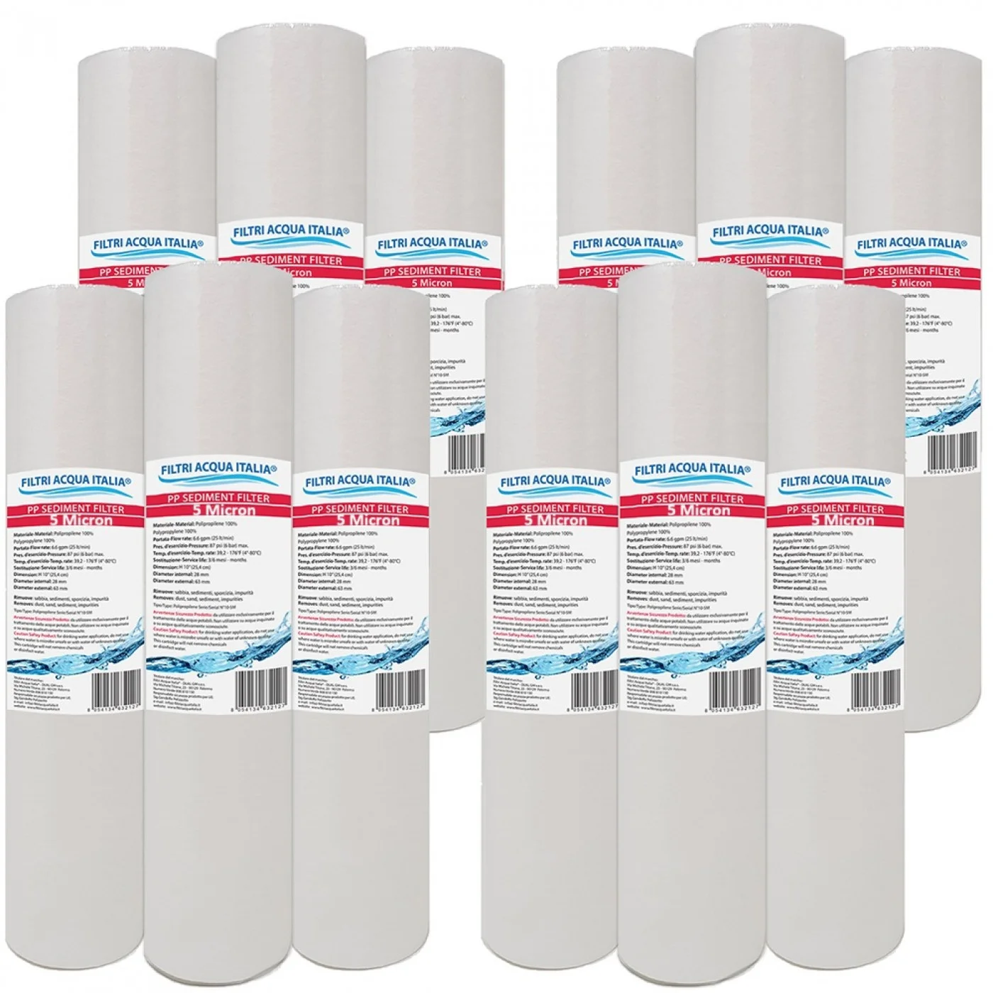 CARTUCCIA POLIPROPILENE 10" micron 5 Set 12 Pezzi CARTUCCIA POLIPROPILENE 10" micron 5 Set 12 Pezzi