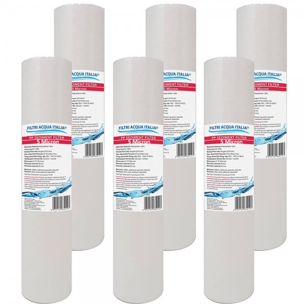CARTUCCIA SEDIMENTI 10" micron 5 Polipropilene Set 6 Pezzi