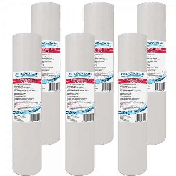 CARTUCCIA SEDIMENTI 10" micron 5 Polipropilene Set 6 Pezzi