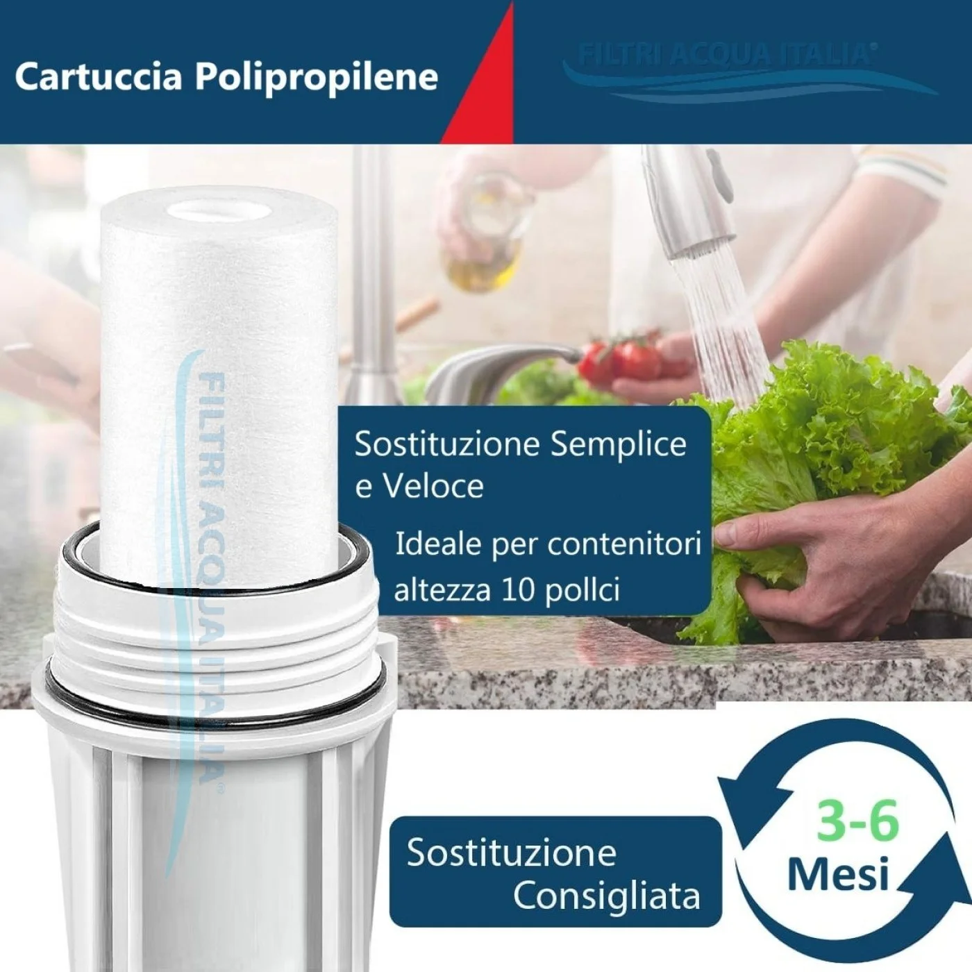 CARTUCCIA SEDIMENTI 10" micron 20 Polipropilene Set 6 Pezzi