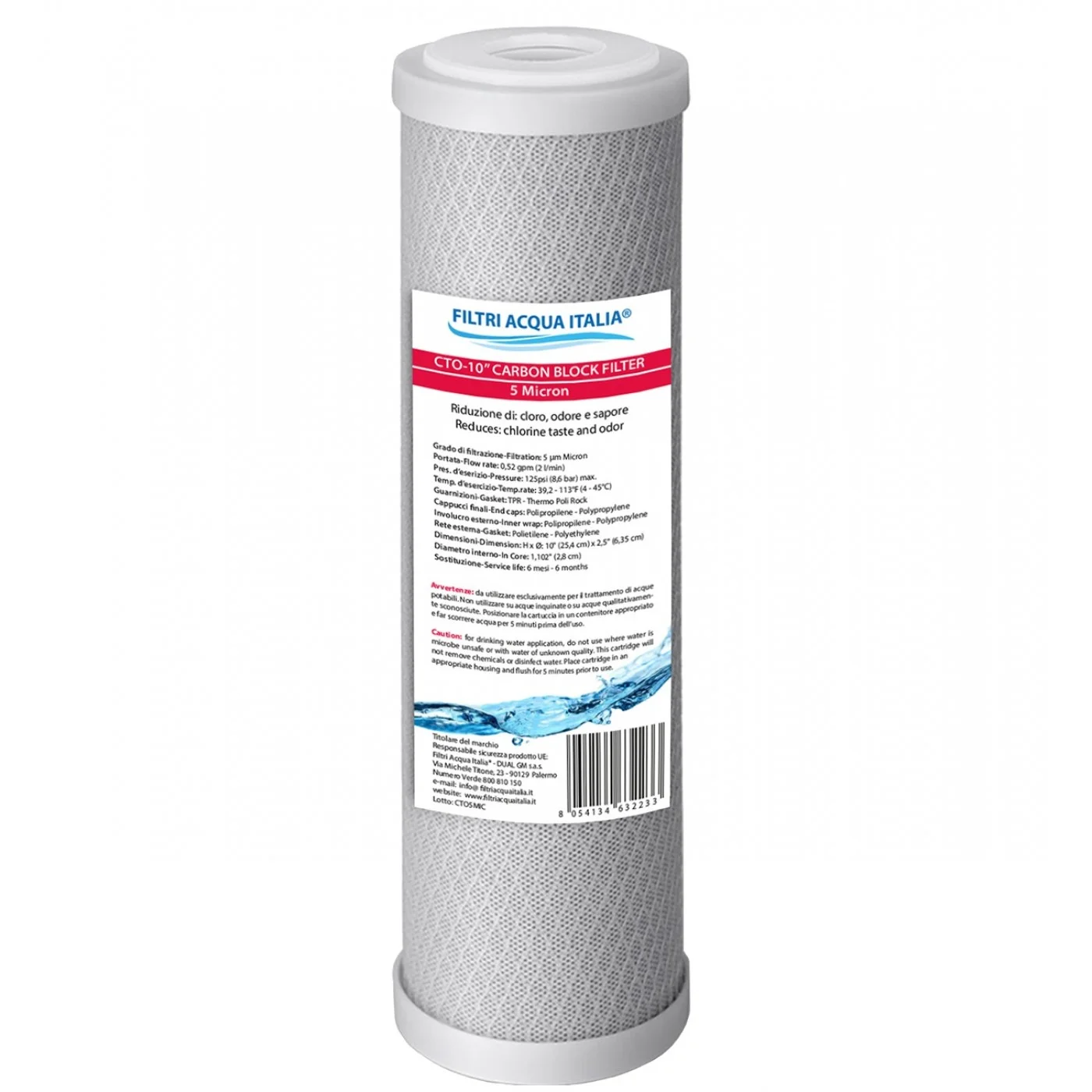 10 Cartucce Filtro Sedimenti Per Acqua RO – 5 Micron, Alta Qualità, 2.5'' X 10''