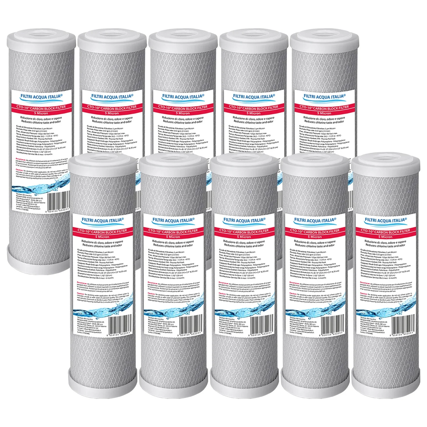 Cartuccia Carbon block 5 micron Set 10 Pezzi Cartuccia Carbon block 5 micron Set 10 Pezzi