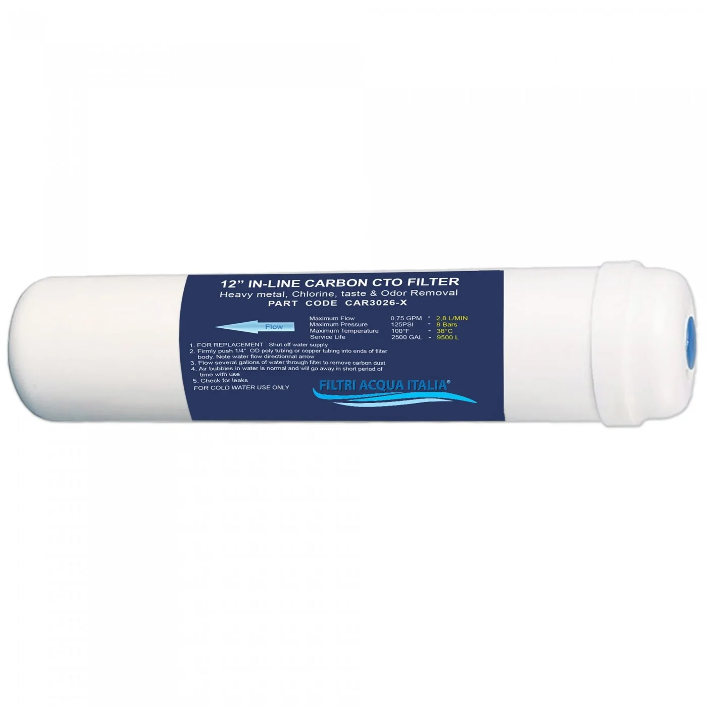 FILTRO IN LINE CAR3026 CARBONE 12 Pollici Attacco 1/4 FPT FILTRO IN LINE CAR3026 CARBONE 12 Pollici Attacco 1/4 FPT