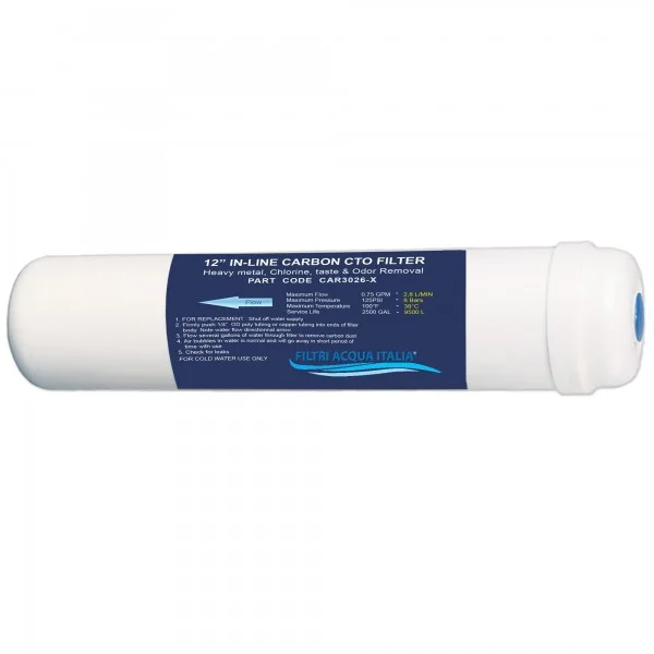 FILTRO IN LINE CAR3026 CARBONE 12 Pollici Attacco 1/4 FPT