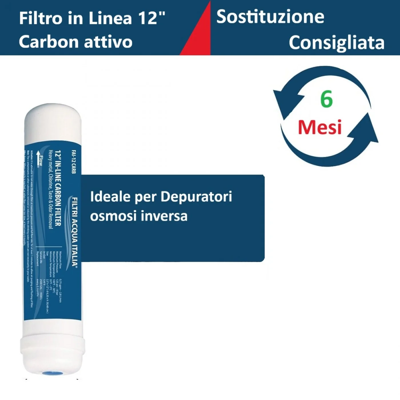 FILTRO IN LINEA CARBONE 2,5" X 12" FILTRO IN LINEA CARBONE 2,5" X 12"