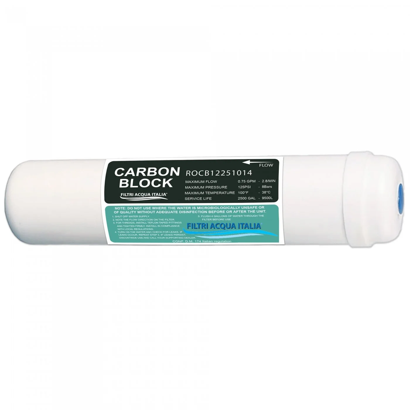 3 Cartucce Filtro Acqua T33 Da 10 Pollici Per Osmosi Inversa - Carbone Attivo, 25x5 Cm, Post-filtro, Per Depuratori Standard