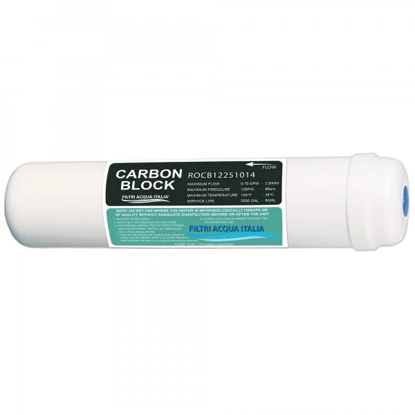 FILTRO T33 IN LINE CARBON BLOCK 2,5” X 11” ATTACCO 1/4”