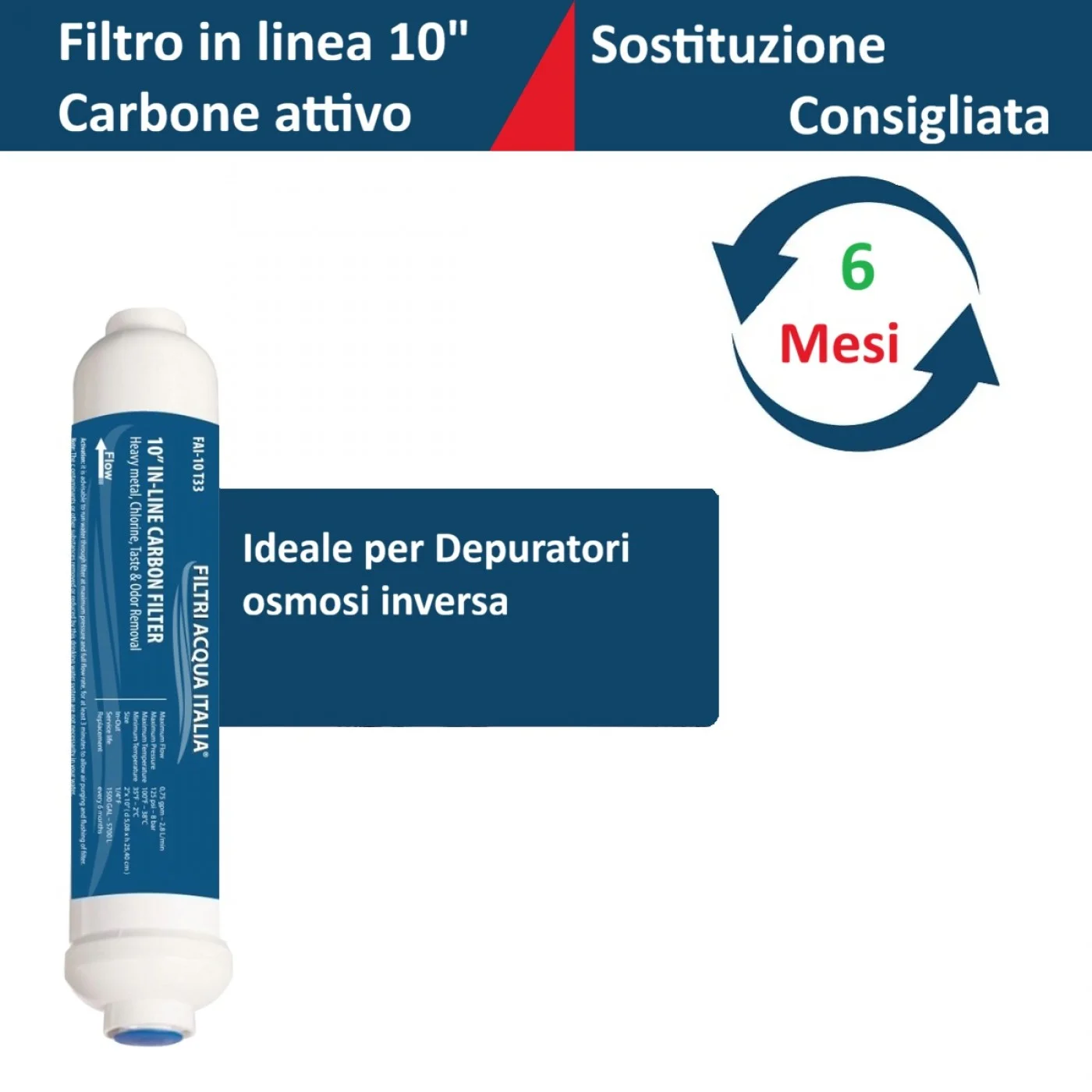 FILTRO IN LINEA CARBONE ATTIVO 2 X 10" T33 FILTRO IN LINEA CARBONE ATTIVO 2 X 10" T33