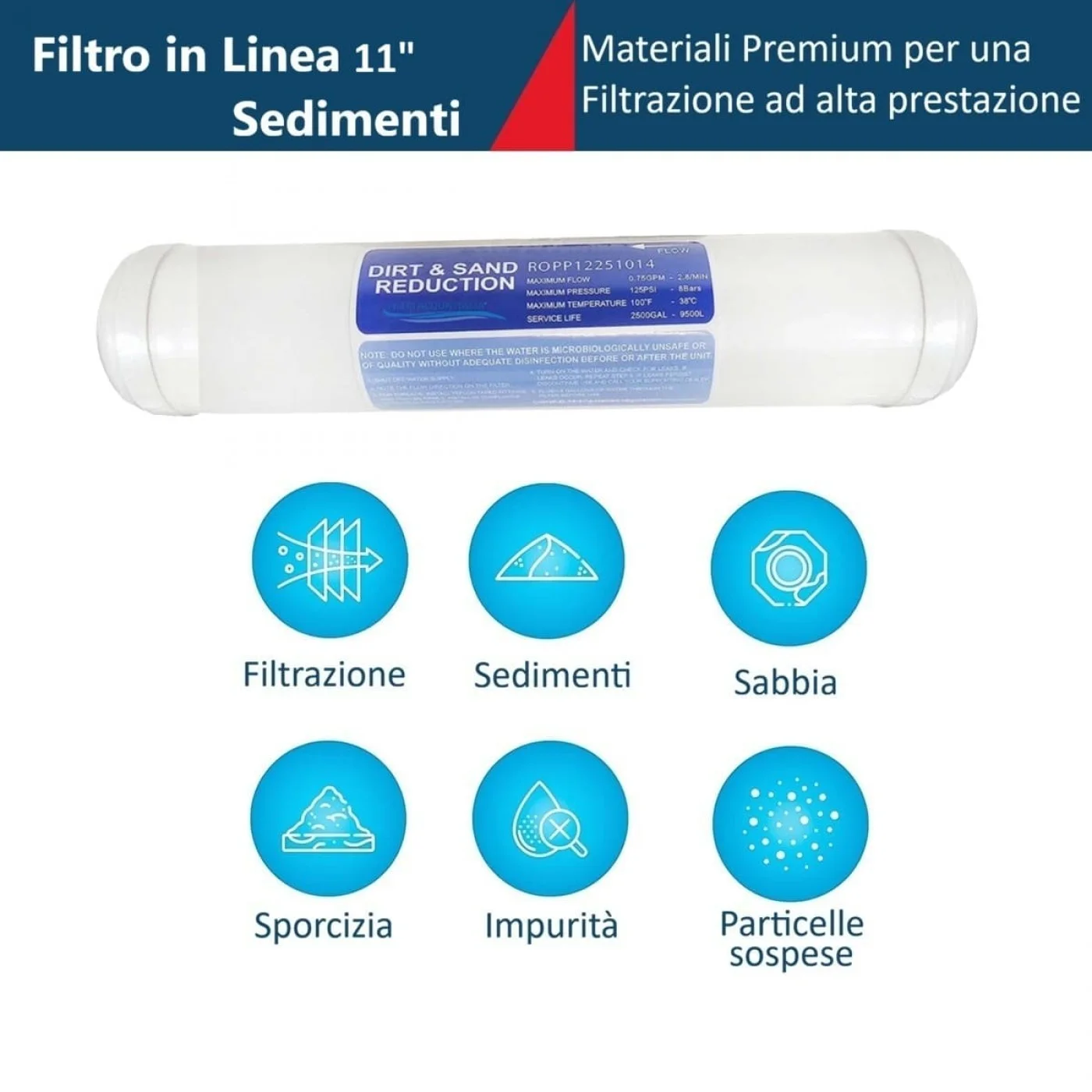 FILTRO T33 IN LINE SEDIMENTI BLOCK 2,5” X 11” ATTACCO 1/4” FILTRO T33 IN LINE SEDIMENTI BLOCK 2,5” X 11” ATTACCO 1/4”