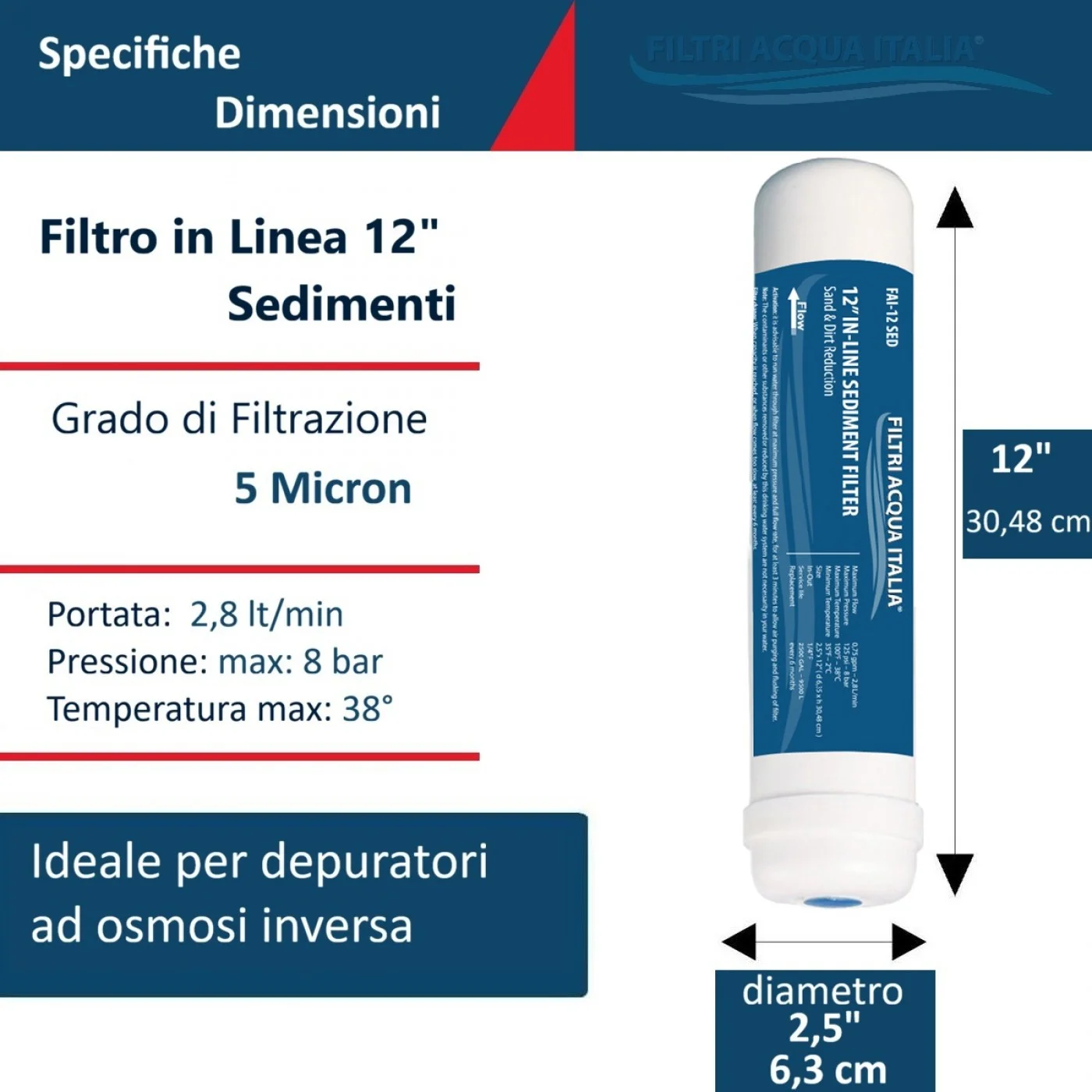 FILTRO IN LINEA SEDIMENTI 2,5 X 12" FILTRO IN LINEA SEDIMENTI 2,5 X 12"