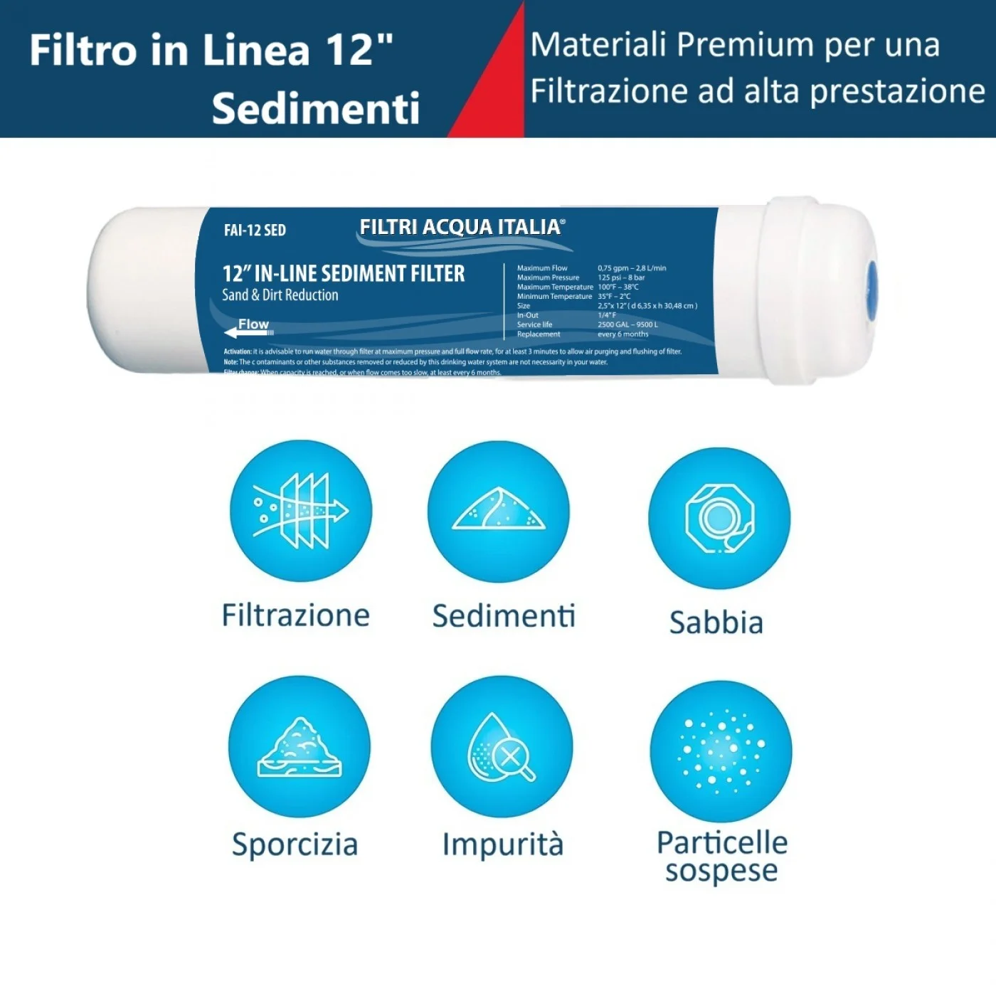 FILTRO IN LINEA SEDIMENTI 2,5 X 12" FILTRO IN LINEA SEDIMENTI 2,5 X 12"