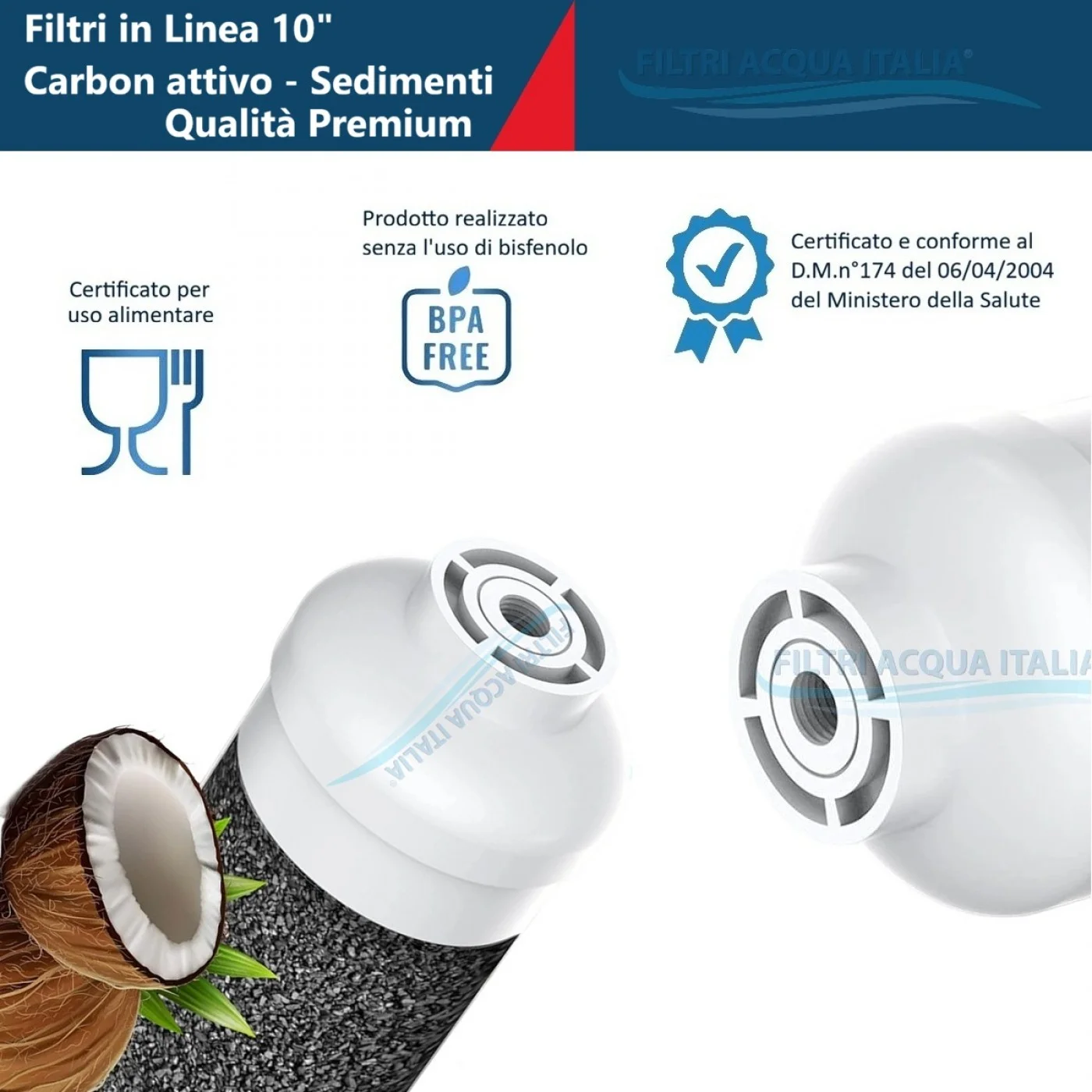 FILTRO IN LINEA CARBONE ATTIVO 2 X 10" T33 e Sedimenti 2 X 10" FILTRO IN LINEA CARBONE ATTIVO 2 X 10" T33 e Sedimenti 2 X 10"