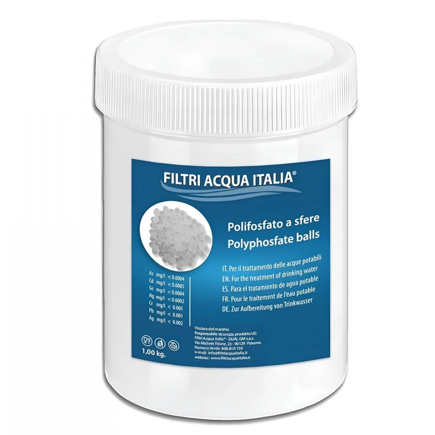 Polifosfato a Sfere Ricarica 1,00 Kg. per Filtro Anticalcare Polifosfato a Sfere Ricarica 1,00 Kg. per Filtro Anticalcare