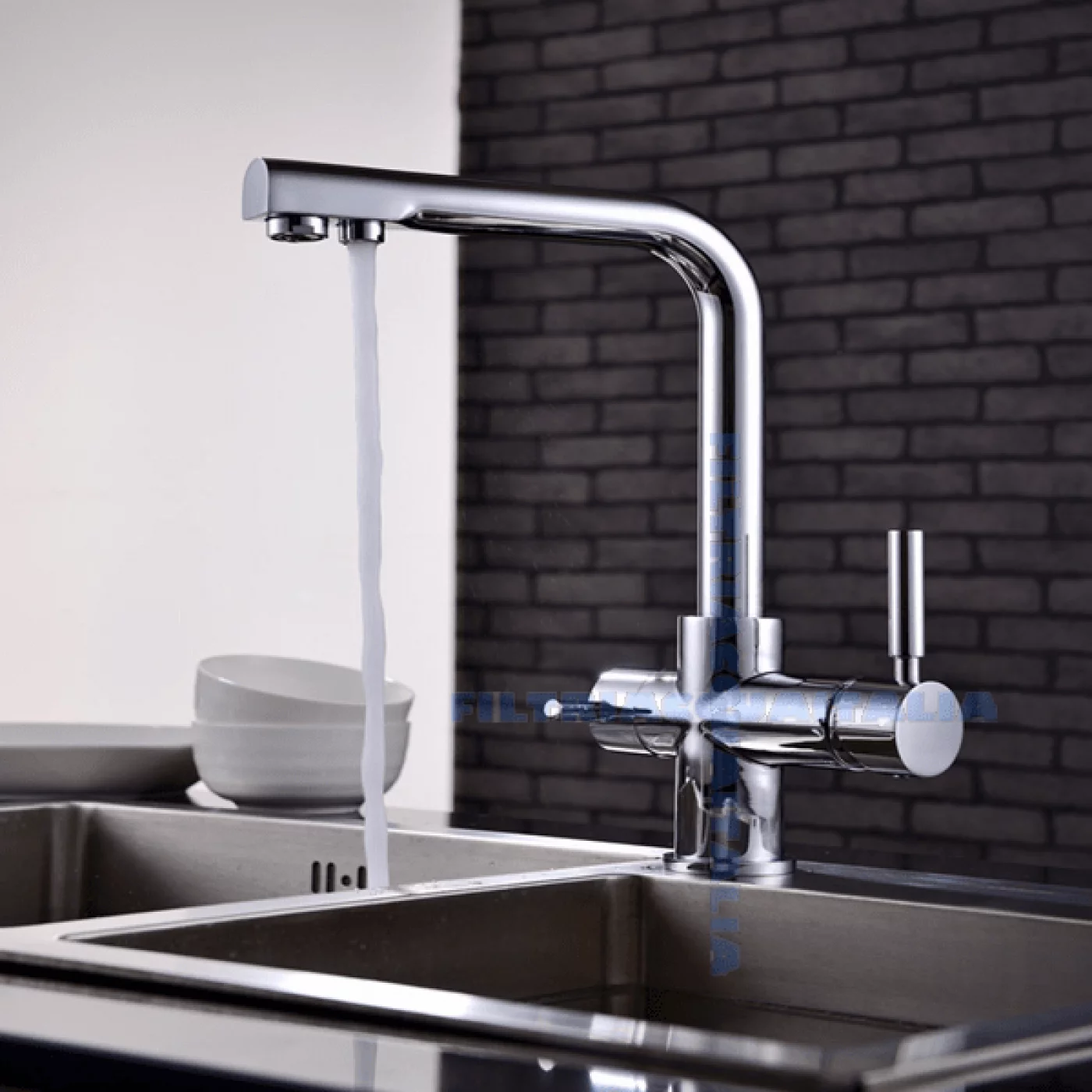 Rubinetto 3 Vie Cromato Per Depuratore D'acqua Sottolavello - Osmosi Inversa E Filtrazione, Acqua Calda/fredda E Filtrata Senza Fori Aggiuntivi