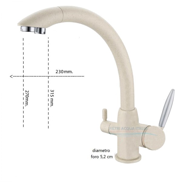 RUBINETTO 3 VIE AVENA GRANITO FRAGRANITE PER DEPURATORE ACQUA  RUBINETTO 3 VIE AVENA GRANITO FRAGRANITE PER DEPURATORE ACQUA