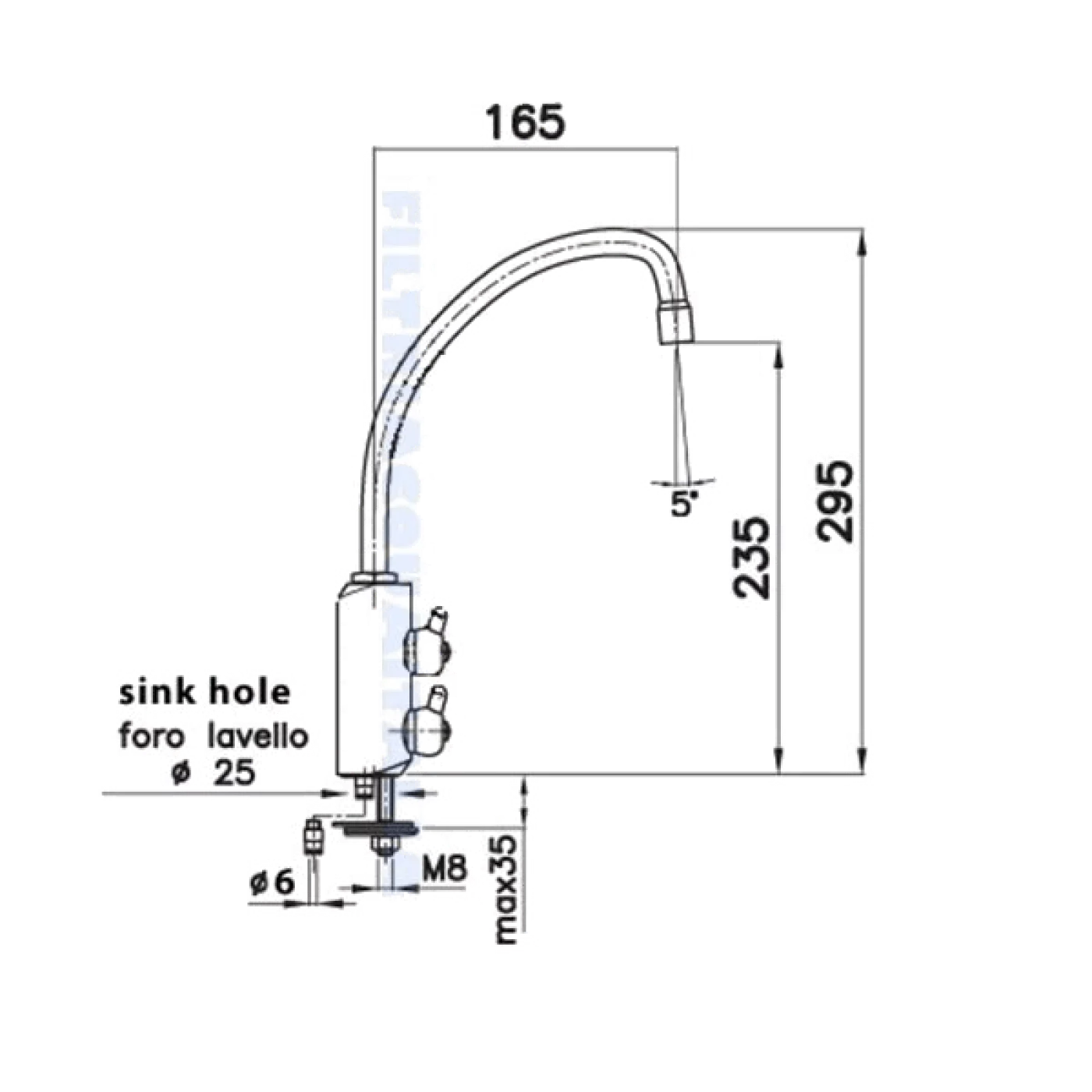 Rubinetto 2 Vie Per Depuratore Acqua - Cromato, Per Acqua Liscia E Gasata - Foto 5