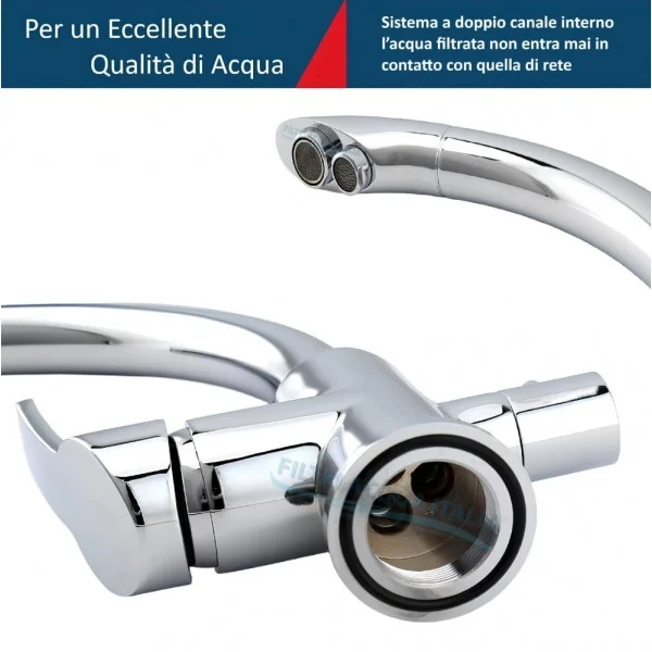 Rubinetto 3 Vie per Depuratore Acqua – Miscelatore Cucina con Uscita per Acqua Filtrata Rubinetto 3 Vie per Depuratore Acqua – Miscelatore Cucina con Uscita per Acqua Filtrata