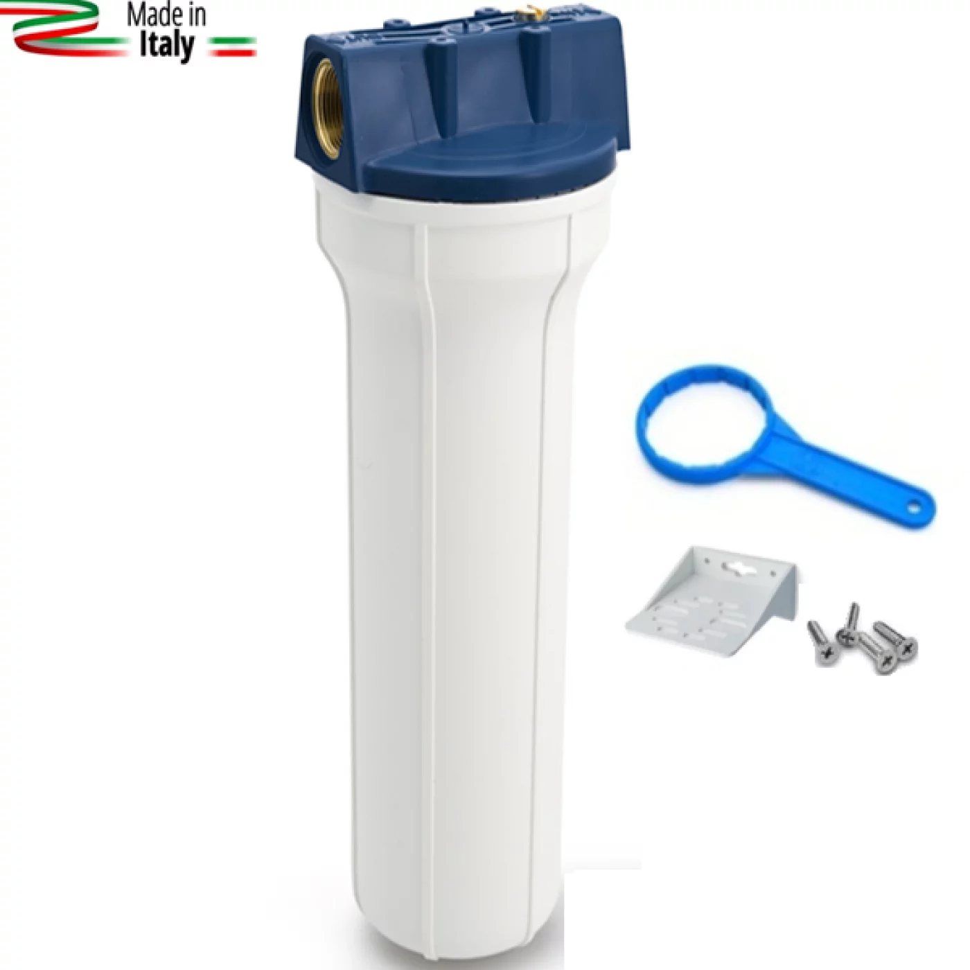 CONTENITORE FILTRO ACQUA 20" ATTACCO 1 POLLICE CON CHIAVE E STAFFA CONTENITORE FILTRO ACQUA 20" ATTACCO 1 POLLICE CON CHIAVE E STAFFA