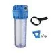 CONTENITORE TRASPARENTE PER FILTRO 10" ATTACCO 1" CON STAFFA E CHIAVE CONTENITORE TRASPARENTE PER FILTRO 10" ATTACCO 1" CON STAFFA E CHIAVE